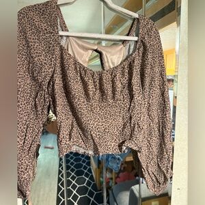 Leopard Print Women's Crop Top with Keyhole Back